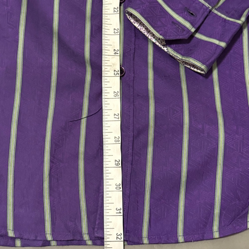 ROBERT GRAHAM DRESS SHIRT MENs XL CLASSIC FIT PURPLE STRIPE FLIP CUFF - Picture 7 of 10